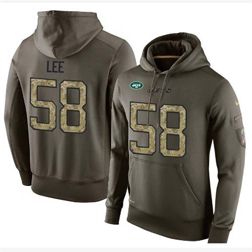 NFL Men's Nike New York Jets #58 Darron Lee Stitched Green Olive Salute To Service KO Performance Hoodie